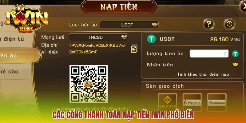 Các cổng thanh toán nạp tiền IWIN phổ biến