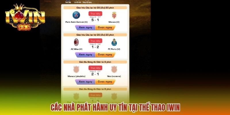 Các nhà phát hành uy tín tại thể thao IWIN