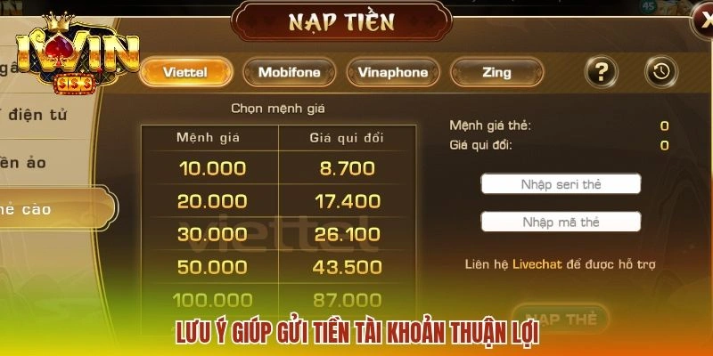 Lưu ý giúp gửi tiền tài khoản thuận lợi