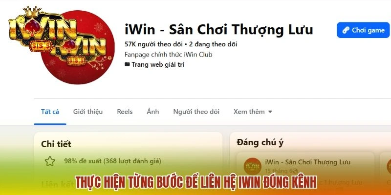 Liên hệ IWIN 3 Thực hiện từng bước để liên hệ IWIN đúng kênh